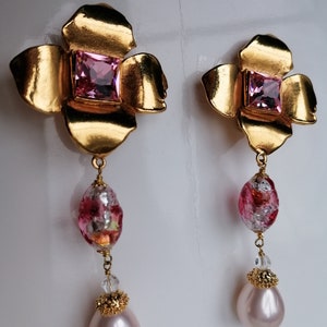 Vintage Yves Saint Laurent Rive Gauche Dangle Earrings By Robert Goossens YSL Venetian Glass Pearl Drop Earrings image 7