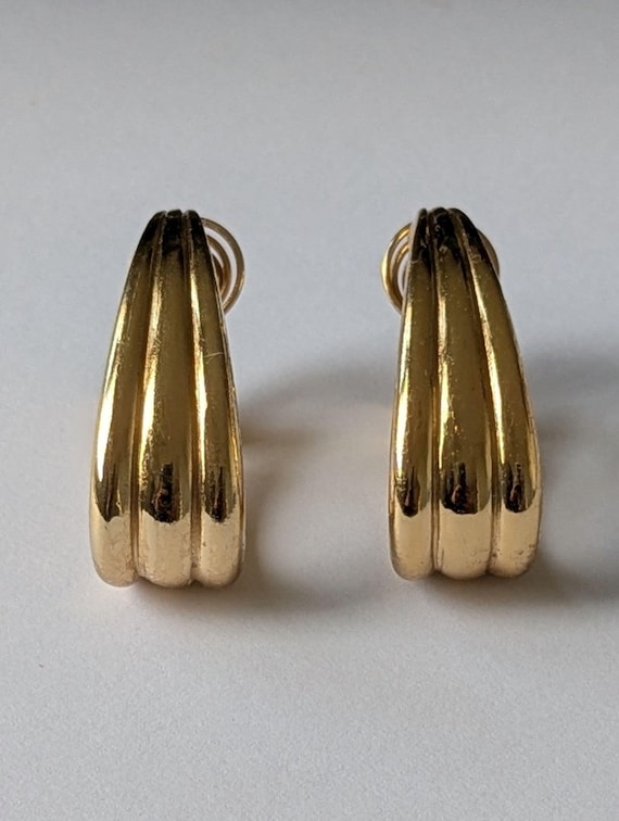 Hoop Earrings Ysl Vintage Earrings SAINT LAURENT Arty Gold-tone