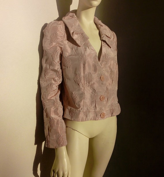 90s Armani Short Jacket in Pale Pink Silk  Evenin… - image 8