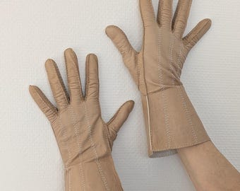 Vintage Saint Laurent Lambskin Gloves, Musketeer Cuffs, Size 7