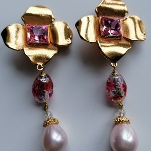 Vintage Yves Saint Laurent Rive Gauche Dangle Earrings By Robert Goossens YSL Venetian Glass Pearl Drop Earrings image 8