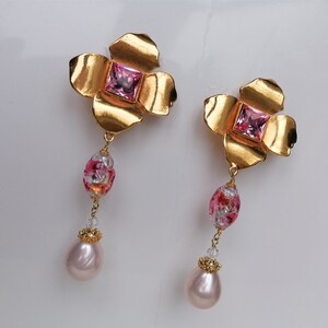 Vintage Yves Saint Laurent Rive Gauche Dangle Earrings By Robert Goossens YSL Venetian Glass Pearl Drop Earrings image 2