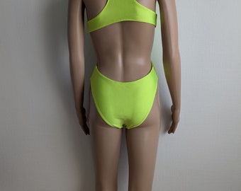 Alexander Wang One Piece Yellow Swimsuit Crystal Logo One