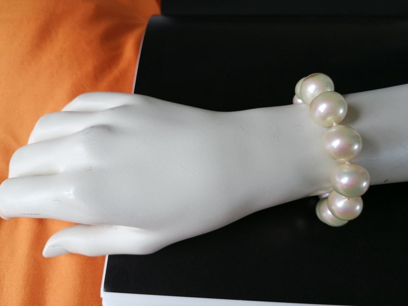 Vintage CHRISTIAN DIOR Fancy Beaded Bracelet CD White And Golden Bracelet Made in Germany image 2