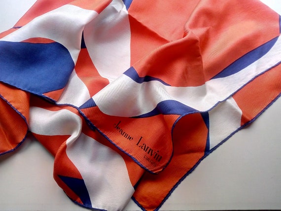 Vintage Square JEANNE LANVIN / Orange White Blue