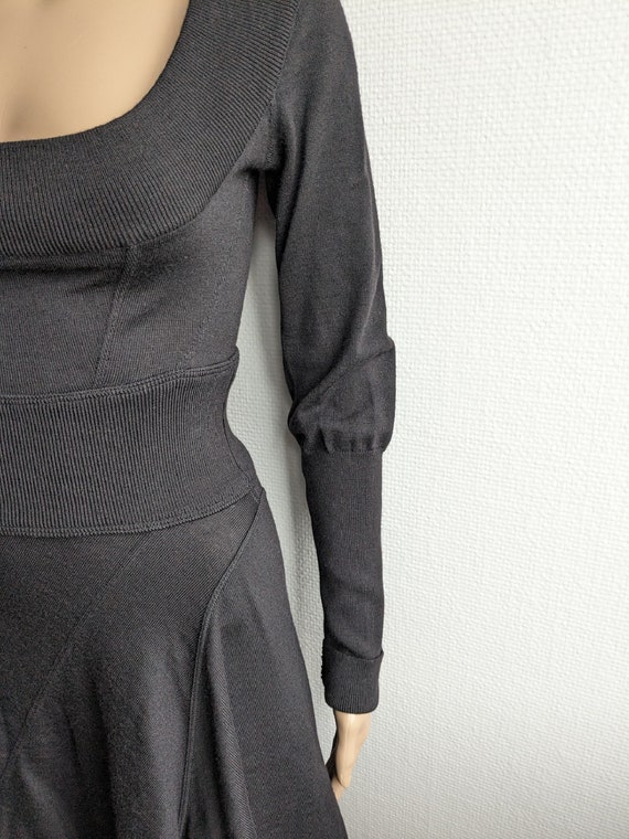 Vintage 80s AZZEDINE ALAÏA Black Wool Dress  Alaï… - image 5