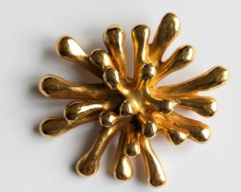 Vintage Authentic CHRISTIAN LACROIX Anemone Brooch  Golden Designer Brooch