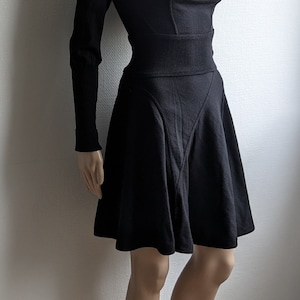 Vintage 80s AZZEDINE ALAÏA Black Wool Dress Alaïa Mini Skater Long Sleeves Dress image 3