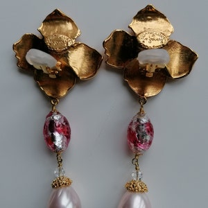 Vintage Yves Saint Laurent Rive Gauche Dangle Earrings By Robert Goossens YSL Venetian Glass Pearl Drop Earrings image 4