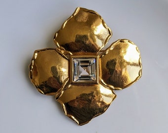 Vintage YSL gouden bloem broche-hanger