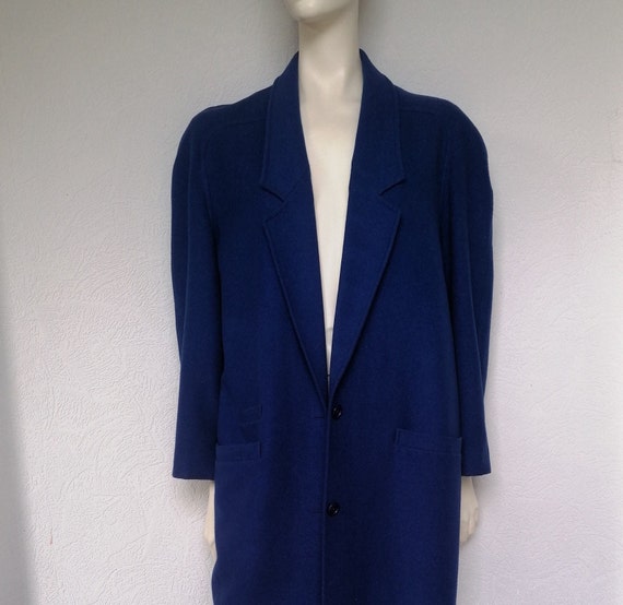 Vintage kasjmier en wol kobaltblauwe jas Daniel Hechter herfst - Nederland