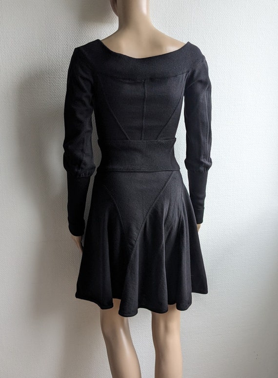 Vintage 80s AZZEDINE ALAÏA Black Wool Dress  Alaï… - image 2