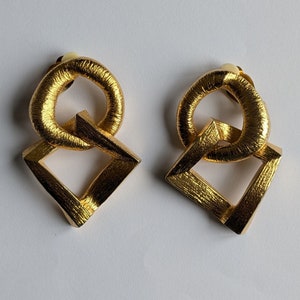Vintage YSL Golden Geometric Dangling Earrings
