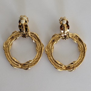 Vintage GIVENCHY Pair Of Golden Dangling Hoop Earring image 5