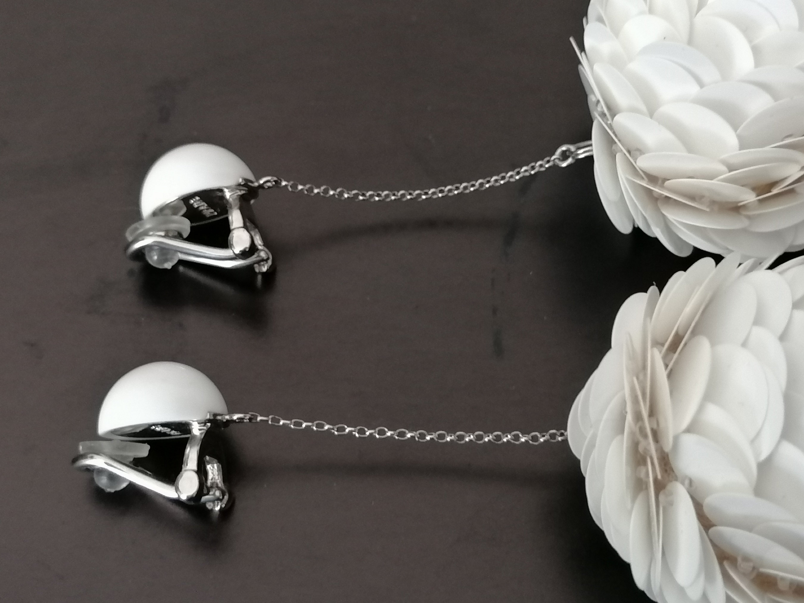 PRADA Sphere Ball Dangling Earrings Silver and White Runway Etsy