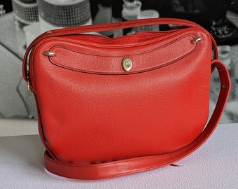 Vintage CHRISTIAN DIOR  Red Grained Leather Shoulder Bag