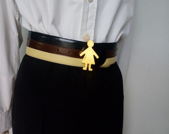 Vintage Moschino Rare Wide Patent Leather Belt  Three Colors With Gold Buckle   Size XS