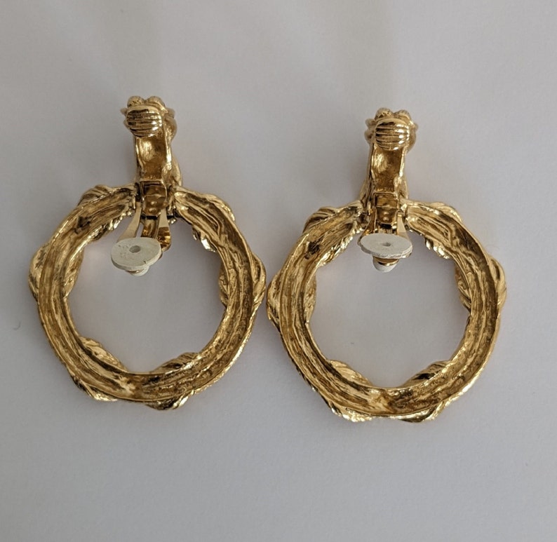 Vintage GIVENCHY Pair Of Golden Dangling Hoop Earring image 6