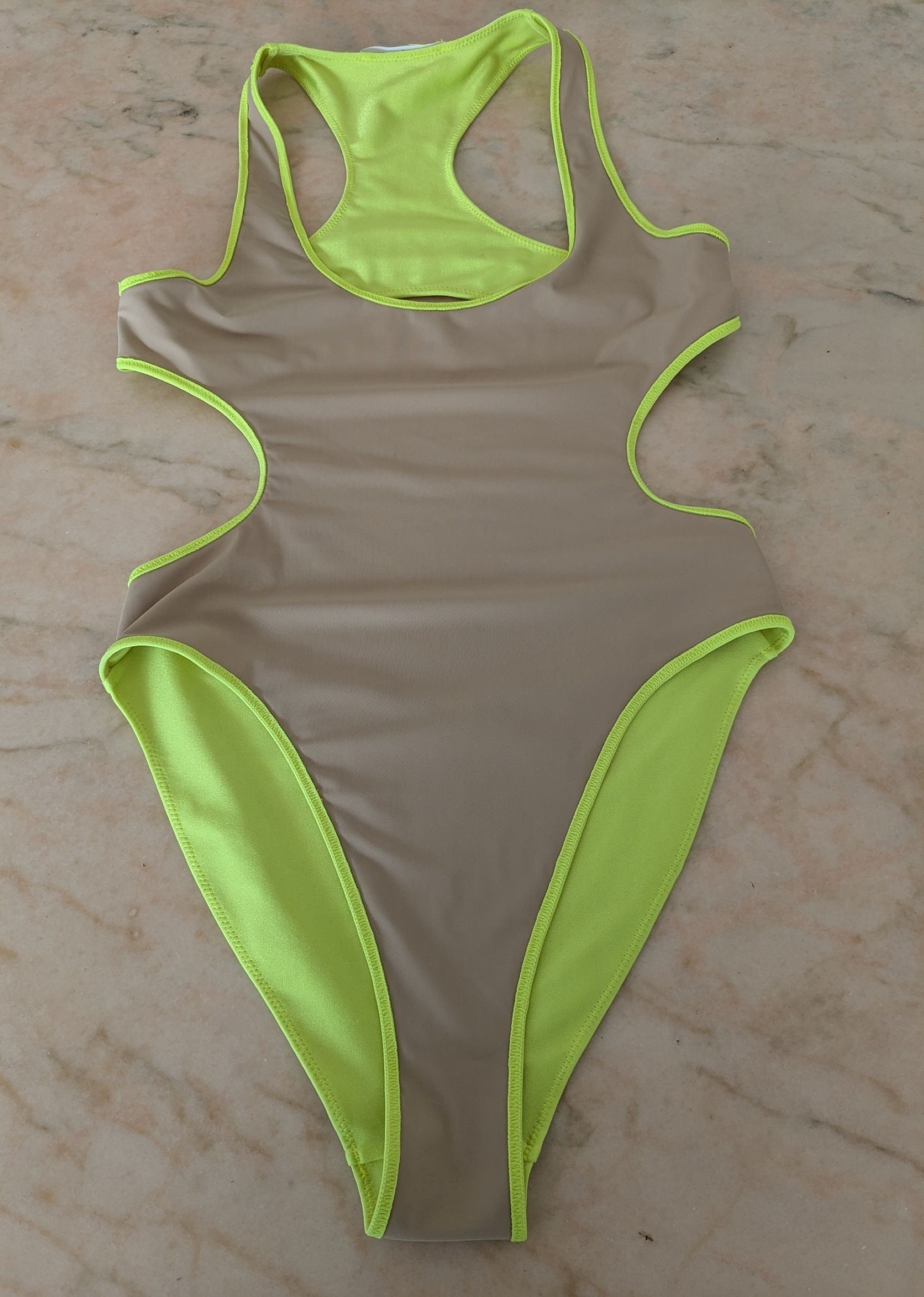 Alexander Wang One Piece Yellow Swimsuit Crystal Logo One