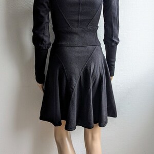 Vintage 80s AZZEDINE ALAÏA Black Wool Dress Alaïa Mini Skater Long Sleeves Dress image 9