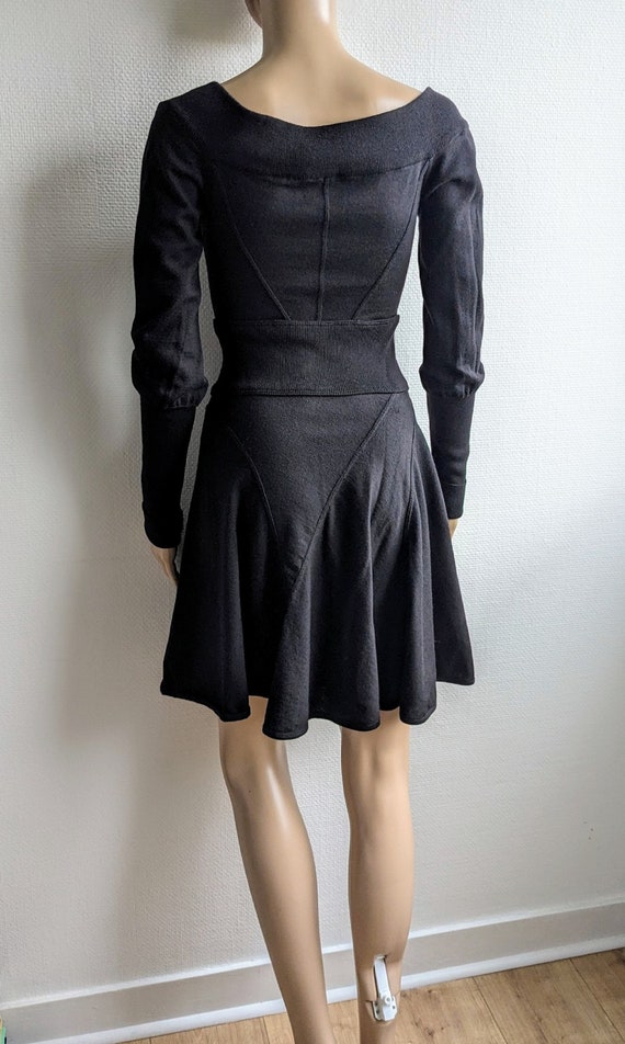 Vintage 80s AZZEDINE ALAÏA Black Wool Dress  Alaï… - image 9