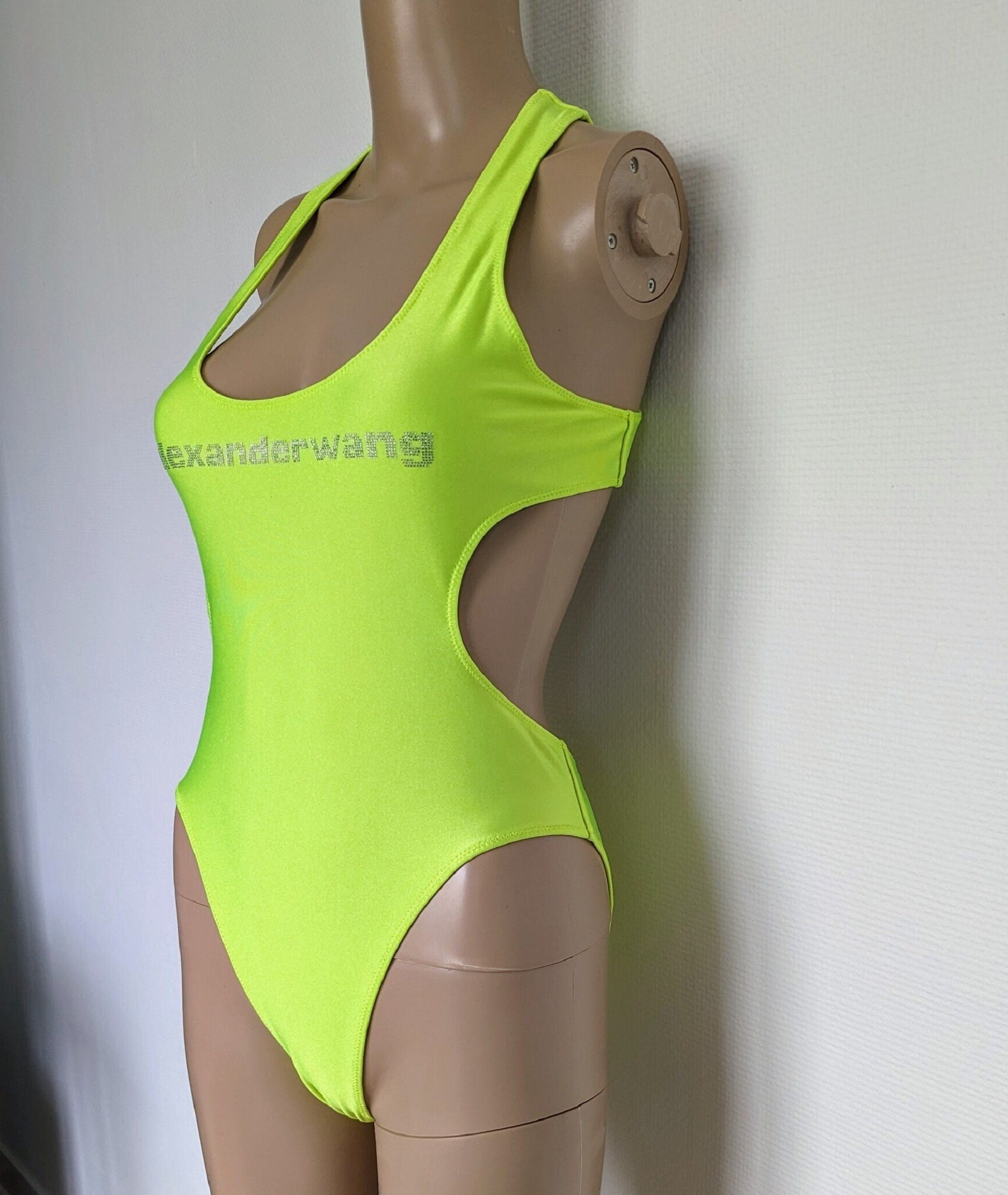 ワンピース ALEXANDER WANG Women Swimsuit 4KC2236004 001 Alexander Wang One Piece Yellow Swimsuit Crystal Logo One