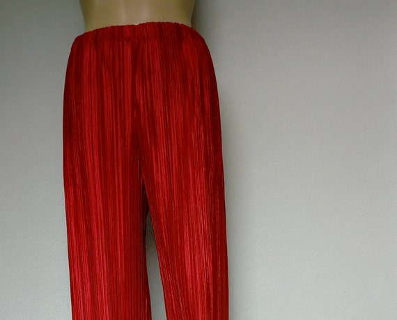 Vintage Pleats Please Red High Waist Pants by Isse