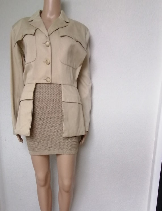 80s AZZEDINE ALAÏA  Saharan Jacket  Rare Beige Sa… - image 7