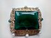 Large Vintage Emerald Brooch  / 50s Gold Plated Brooch / Broche Ancienne 