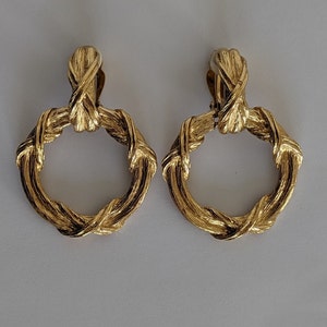 Vintage GIVENCHY Pair Of Golden Dangling Hoop Earring image 8