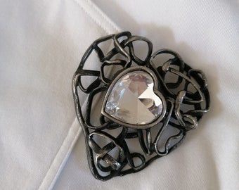 Vintage YVES SAINT LAURENT By Robert Goossens Interlaced Heart Brooch-Pendant  Heart for Valentine's Day