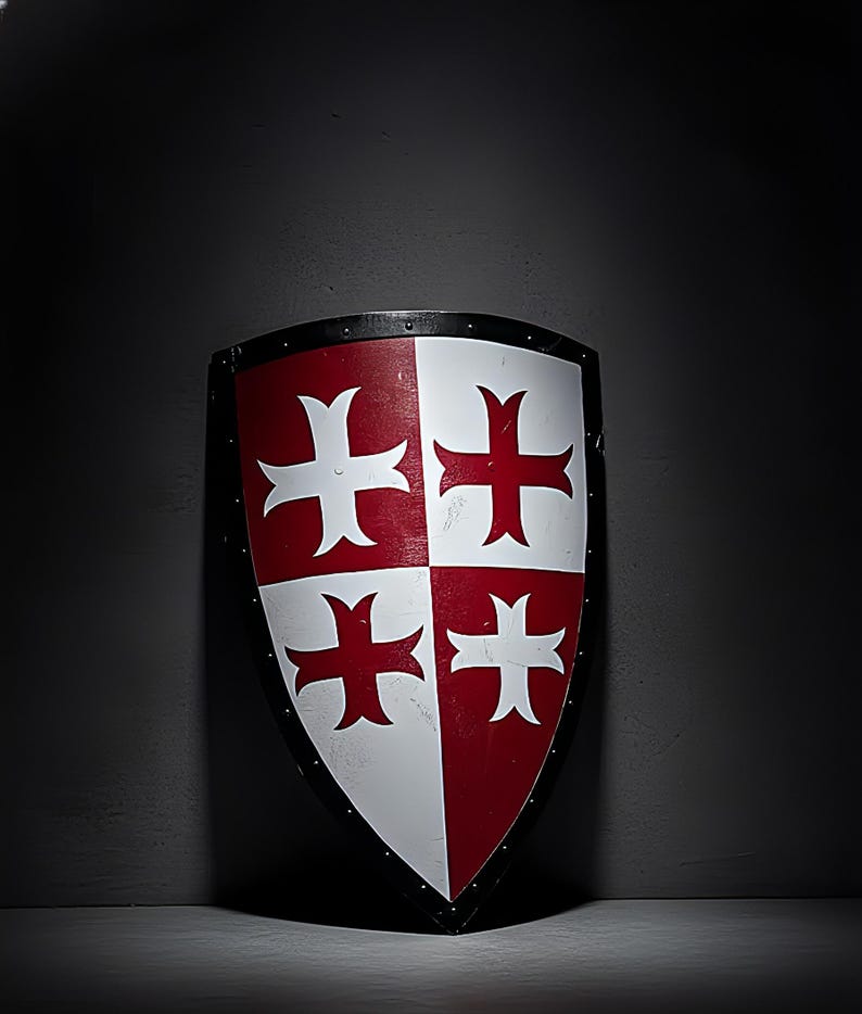 Personalized Medieval Crusader Shield: Templar Knight Armor Replica, Steel Wall Decor image 2