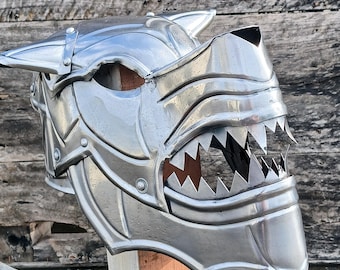 Personalized Handmade Steel Wolf Helmet: Medieval Gothic Armor, Cosplay LARP