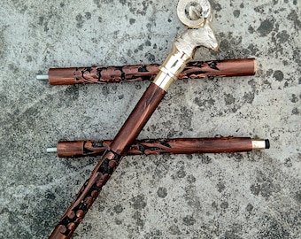 Bastón de madera personalizado hecho a mano / Cabeza de carnero de latón, estilo vintage