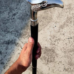 Personalized Eagle Head Walking Cane: Vintage Style Metal Handle, Collectible Folding Stick