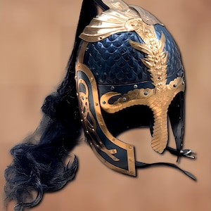 Viking Helmet Replica | Medieval Warrior Helmet | Norse Armor Costume Cosplay | Steel & Brass Battle Helmet | LARP Reenactment Collectible