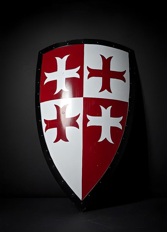 Personalized Medieval Crusader Shield: Templar Knight Armor Replica, Steel Wall Decor