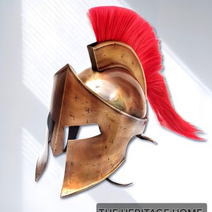 Spartan Warrior Helmet – Greek Corinthian Armor with Red Crest – LARP, Cosplay, Halloween, or Man Cave Decor
