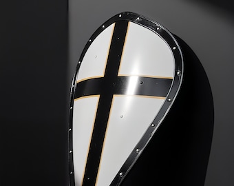 Personalized Knight Templar Shield: Medieval Crusader Cross, 18 Gauge Steel 24 Inches