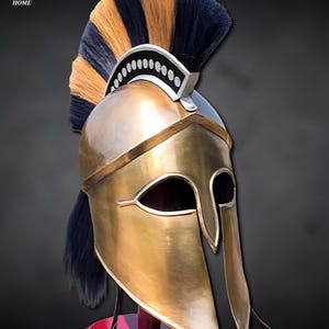 Greek Corinthian Helmet Replica | Spartan Warrior Armor | Medieval Greek Helmet with Black Plume