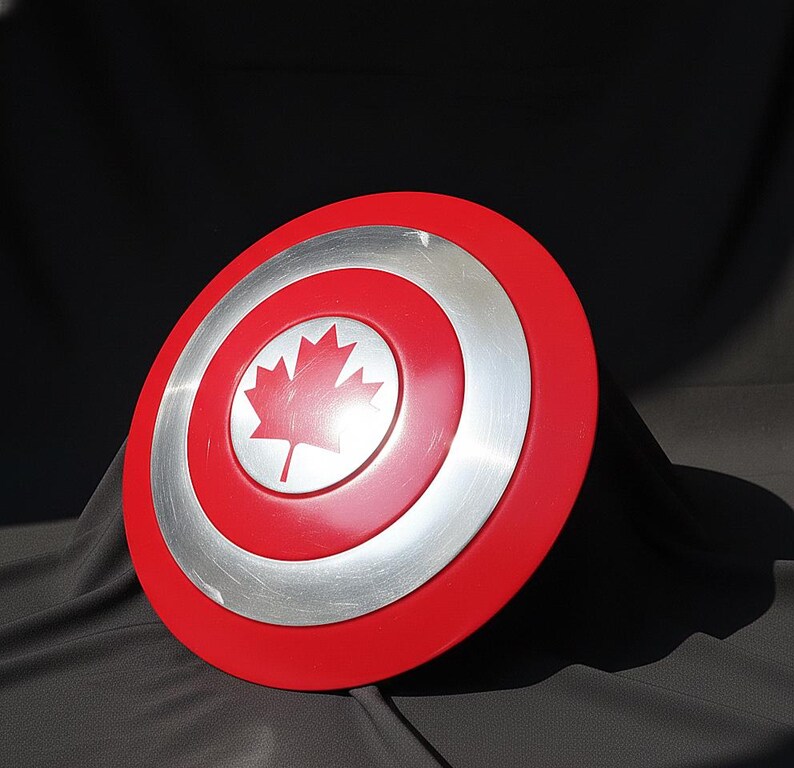 Personalized Captain Canada Shield Replica: Handcrafted Steel & Leather Cosplay Prop image 4