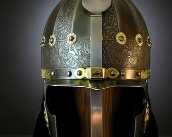 Personalized Ottoman Persian Mughal Helmet Replica: Steel & Brass Medieval Armor