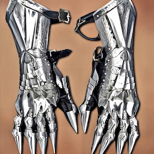 Medieval Armor Gauntlets Claw Gloves – Viking Cosplay Gloves – Gothic Metal Costume Hands – Fantasy LARP Armor – Dragon Claw Gauntlet Prop