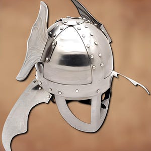 Medieval Viking Helmet with Wings | Fantasy LARP Armor | Steel Warrior Costume Helmet | Renaissance Faire Cosplay Gear | Collectible Knight
