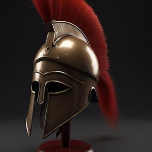Handcrafted Steel Spartan Helmet with Red Crest - Medieval Costume Armor