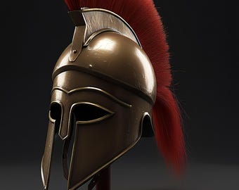 Handcrafted Steel Spartan Helmet with Red Crest - Medieval Costume Armor
