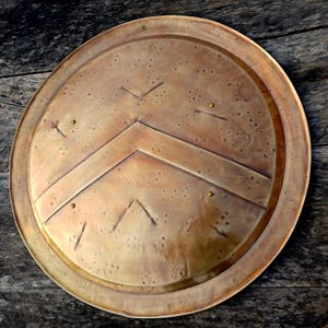 Personalized Spartan Bronze Shield Replica: Greek Hoplite Armor, Cosplay LARP Prop