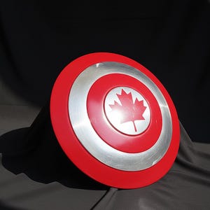 Personalized Captain Canada Shield Replica: Handcrafted Steel & Leather Cosplay Prop image 2