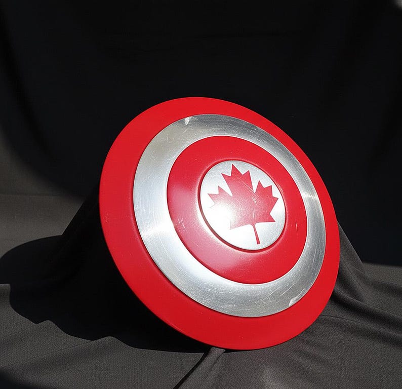 Personalized Captain Canada Shield Replica: Handcrafted Steel & Leather Cosplay Prop image 2