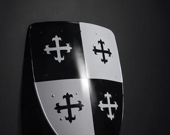 Personalized Medieval Knight Shield: Steel Crusader Templar Replica - 24 Inch